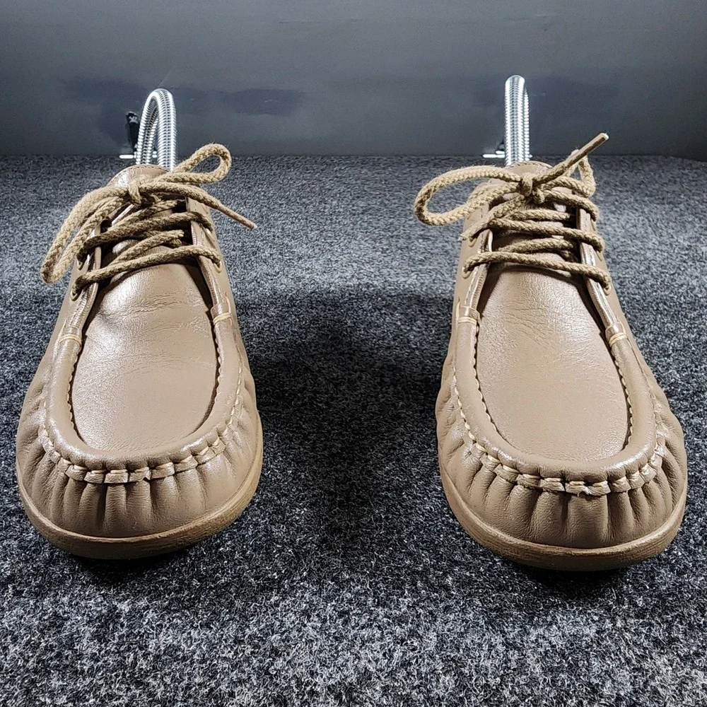SAS Siesta Loafers Womens 6.5 W Taupe Leather Lace Up Comfort Shoes USA Made
